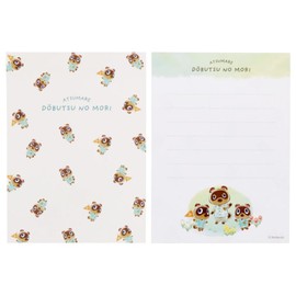 Sunstar Stationery Atsume Animal Crossing, Mini Letter Set, Green, Animal Forest, Mane, Letters, Envelopes, Stationery Paper Set 710167