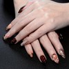 Hademade Press on Nails Almond,Vanpaga 10pcs Red French Tip Press