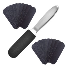 Wenxiaw Foot File for Hardened or Dry Skin Stainless Steel Callus Remover Double Sided and 22 Replacement Sandpaper, Nail Files Coarse and Fine Callus File Remover for Hand and Foot