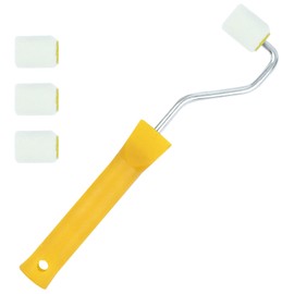 Mini Paint Roller Set 1 Plastic Handle and 4 Brush Heads Paint Roller Bracket Small for Repairing Edges or Corners