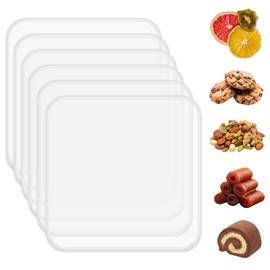 6 Pack Silicone Dehydrator Trays for Liquids, Fruit Leather Trays for Dehydrator, Non-stick Silicone Dehydrator Mats with Edge,Reusable Dehydrator Sheet for Jerky, Fruit, Meat, Herbs, Vegetables