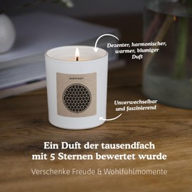Geschenke für Yoga - Duftkerze mit Spruch - Meditation, Yogakerze, Entspannungskerze, Nachhaltig - Handgemachte Kerze - Sojawachs - Weiß