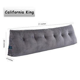 Activance Large Triangular Headboard Wedge Bed Rest Reading Pillow Backrest Positioning Support Bolster Cushion with Removable Cover (Grey, CA King: 71x8x20 Inches)