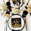 24Pcs New Year Napkins,6.5 x 6.5 Inch Gold and Black