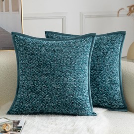 Yaertun Chenille Cushion Cover, Tie-DyeDesign Cushion Cover, Decorative Sofa Cushion, Decorative Cushion Cover, Soft Velvet Back Cushion Covers for Living Room, Bedroom, Set of 2, 50 x 50 cm, Blue