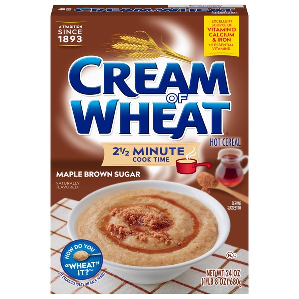 Cream of Wheat Maple Brown Sugar Hot Cereal, 2 1/2 Minute Cook Time, 24 Ounce (Pack of 12)
