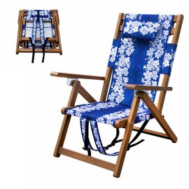Melino Beach Chair, 37in Tall - Folding Sling Chair with Carrying Strap, 3-Posittion Recline, Ergonomic Pillow and Zipper Pounch for The Beach, Pool Deck and Patio, Floral