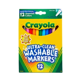 Crayola Ultra Clean Fine Line Markers (12ct), Washable Markers for Kids, Arts & Crafts, Coloring Book Markers, Toddler Gifts