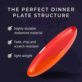 Thomas Fuchs Creative 1/2 & 1/2 Melamine Side Plates Set of 4, Chip and Break-Resistant, Durable Salad Plates, Kid-Friendly Dessert Plates for Indoor and Outdoor, Dishwasher Safe, Orange/Salmon
