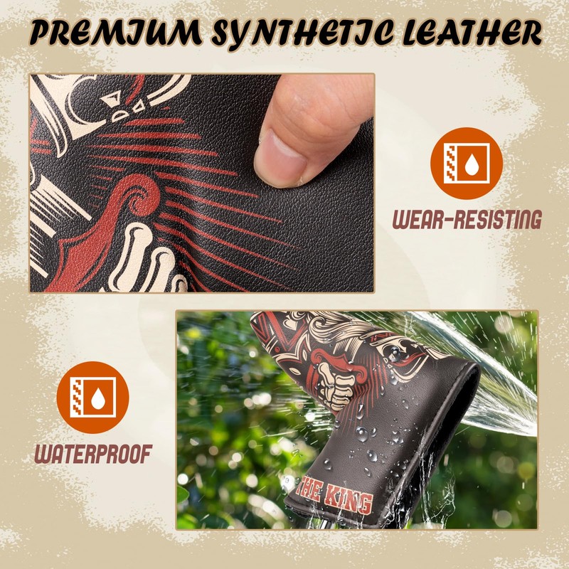 Golf Putter Blade Club Head Cover Pingtype Magnetic Black PU