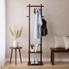 GZQXHOME Solid Wood Coat Rack Freestanding,Clothing Tree Racks with 2-layer