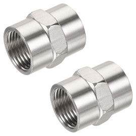 sourcing map Stainless Steel Pipe Fitting G1/2 Female to Female Thread Hex Connector Adapter, Pack of 3