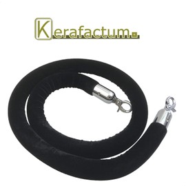 Kerafactum Barrier Rope with Hook Distance Discretion Rope Barrier Connection Rope Barrier for People Passenger Control System Barrier Strap Barrier Belt Carabiner Hook Silver 150 Velvet Black