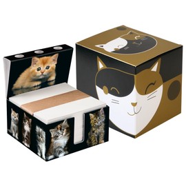 PrintCollect Notes Box "Cats" Made of Sturdy Glued Solid Cardboard, Notes Made of Strong Paper (Set of 1 in Gift Box)