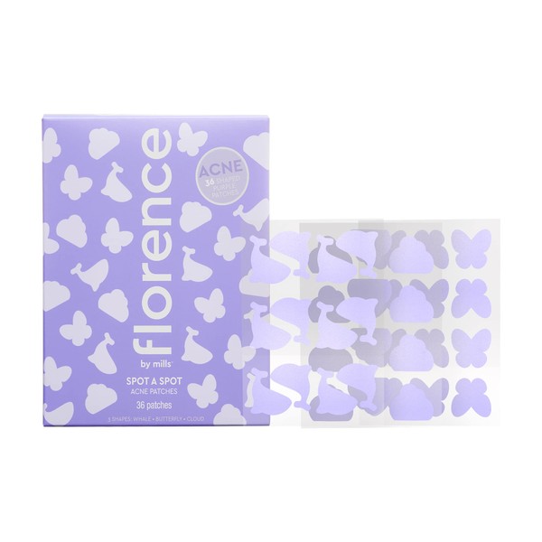 florence by mills Spot A Spot Acne Patches | Remove Dirt + Oil | Salicylic Acid + Hydrocolloid | Peppermint Oil + Tea Tree Oil | Vegan & Cruelty-Free - 36 stickers