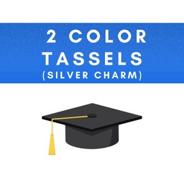 Class Act Graduation Graduation Tassel - Silver Charm - 2 Color, 2024, Black/White