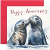 Beutiful Seal Anniversary Card for Them - Watercolour Art of