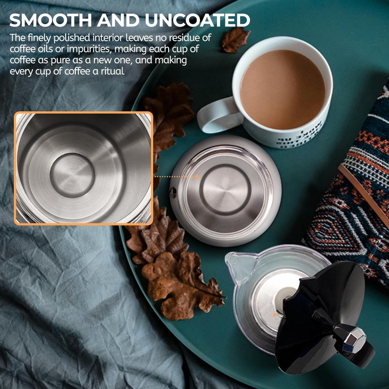 Clear Plastic Moka Pot 6 Cup 300ml Stainless Steel Coffee