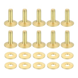 sourcing map 50 Set Copper Rivets and Burrs, 12x4x12mm Solid Leather Copper Rivet Fastener for Leather DIY Craft Supplies, Gold Tone