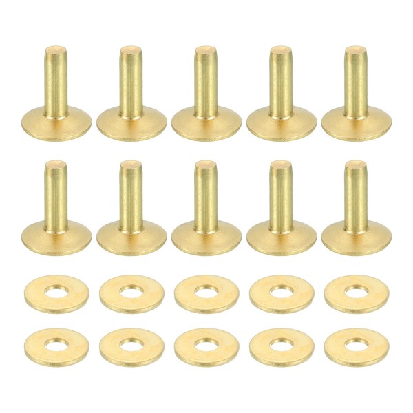 sourcing map 50 Set Copper Rivets and Burrs, 12x4x12mm Solid