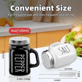 4 oz Glass Spice Bottle Salt Shakers Household Spice Bottles Salt and Pepper Shakers Kitchen Seasoning Jar Multipurpose Condiment Jar Seasoning Shaker Salt Container Pepper Jar 2pcs (White/Black)