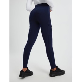 baleaf Women's Fleece Lined Leggings Cargo Pockets Hiking Pants Waterproof Thermal Warm Insulated Tights Navy Blue S