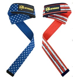 Nethergear Lifting Straps for Weightlifting - Premium Cotton Wrist Wraps with Neoprene Padding, Heavy Duty Straps for Powerlifting, Bodybuilding, Support & Comfort for Men & Women (Vintage American)