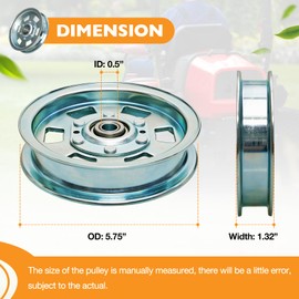 Flat Idler Pulley Replaces 033-8000-00, 033-2000-00, 033-7201-00, 033-7201-25, Lawn Mower Idler Pulley Compatible with Bad boy 48" 50" 54" 60" ZT Series, 48" 54" MZ Series, 54" 61" 72" Outlaw Series