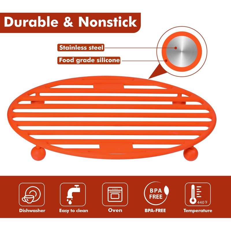 Webake Roasting Rack Oval Silicone 11x8 Inches Cooling Drying Rack