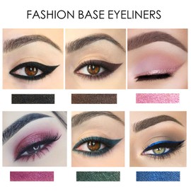 Fashion Base Eyeliner Pencil, 12 Colours Eyeliner, Professional Highlighter Eye Liner Pen, Pencil Waterproof Long Lasting Brighten Soft Natural and Non Toxic Eyeshadow Makeup Tools, 12.0 count