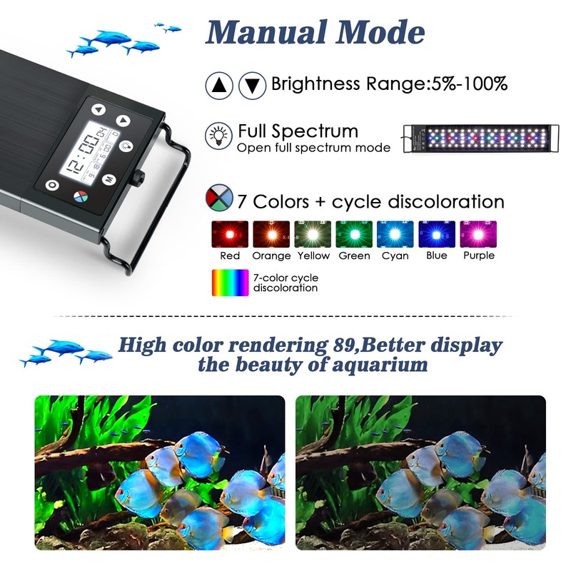 AQQA Aquarium Light,Multi-Function Fish Tank Led Light 24/7 DIY Auto