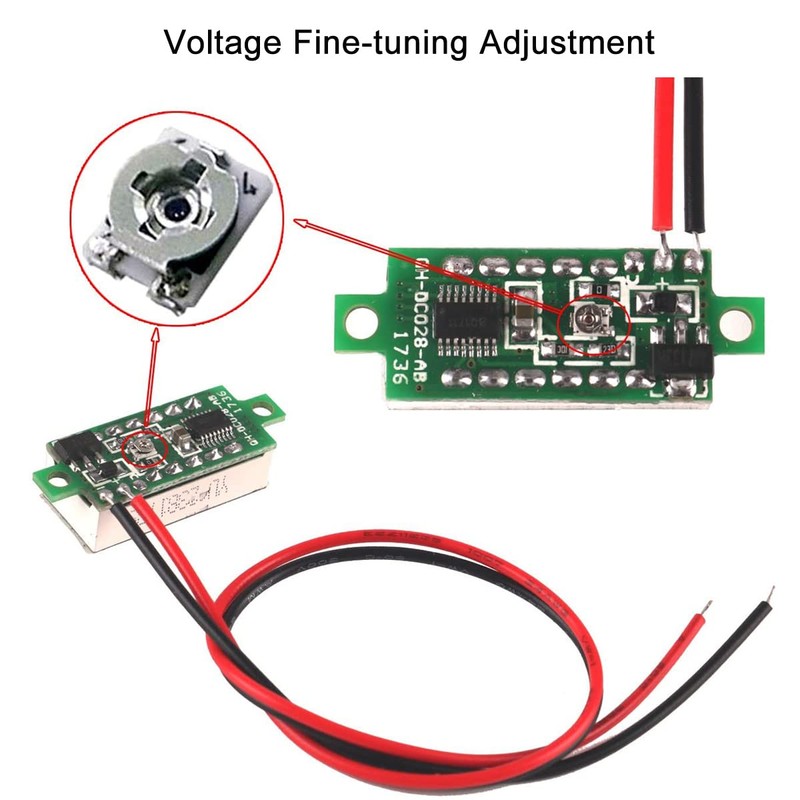 Greluma Pack of 5 0.28 Inch Mini Digital DC Voltmeter,