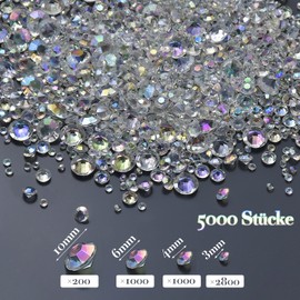 Scettar 5000 Pieces Diamond Table Decoration, Wedding, Christmas Decoration Rhinestones, for Table Decoration Birthday/Wedding Decoration 3 mm/4 mm/6 mm/10 mm (AB Colour)