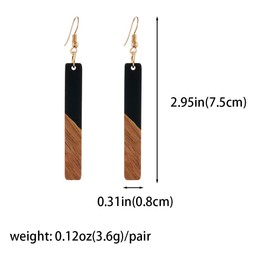 ZHOUMEIWENSP Wooden Earrings for Women Boho Earrings Dangling Statement Earrings (Black)