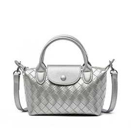 Mini Lightweight Leather Women's top Handle Handbag Fashion Travel Daily Satchel (Silver)
