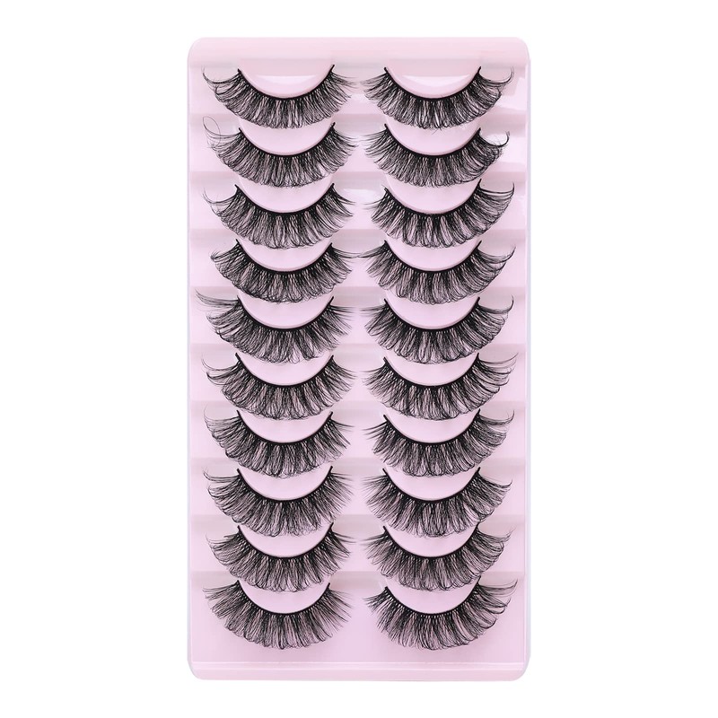WLLHYF Russian Strip False Lashes Cat Eye Fluffy Wispy Faux