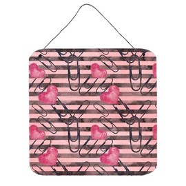 Caroline's Treasures Watercolor Heart Paper Clips Metal Print, 6" H x 6" W, Multicolor
