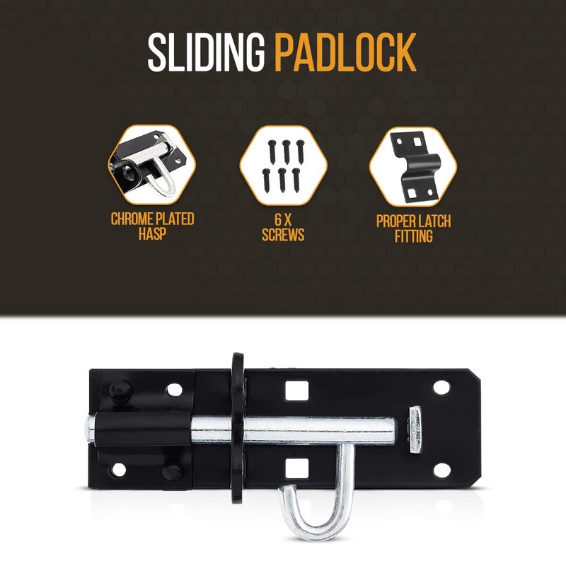 onesto Pack of 2 - Gate Bolt Lock Shed Door