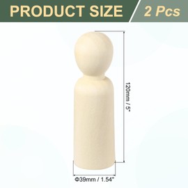 sourcing map 2 Pack Wood Peg, 5 Inch Boy-Shape Wooden Peg People, Unfinished Wooden Peg People Bodies Figures for DIY Art Craft Painting