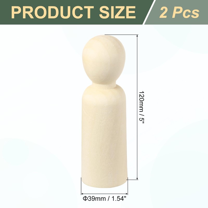 sourcing map 2 Pack Wood Peg, 5 Inch Boy-Shape Wooden