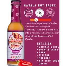 Jersey Girl Indian Masala Habanero Hot Sauce 5oz | Keto Friendly | No Added Salt, Naturally Sodium Free | Flavors of Curry, Coriander, & Cumin (Pack of 2)