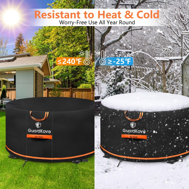 [Upgraded 1000D Heavy Duty Fabric] 32” Fire Pit Cover Round