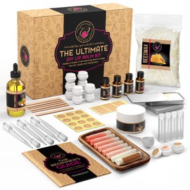CraftZee 𝗣𝗥𝗘𝗠𝗜𝗨𝗠 Lip Balm Making Kit. DIY Lip Gloss Pack, Natural Beeswax, Shea Butter, Sweet Almond Oil, Essential Oils, Tools, Instruction Manual, Adult Craft Kit