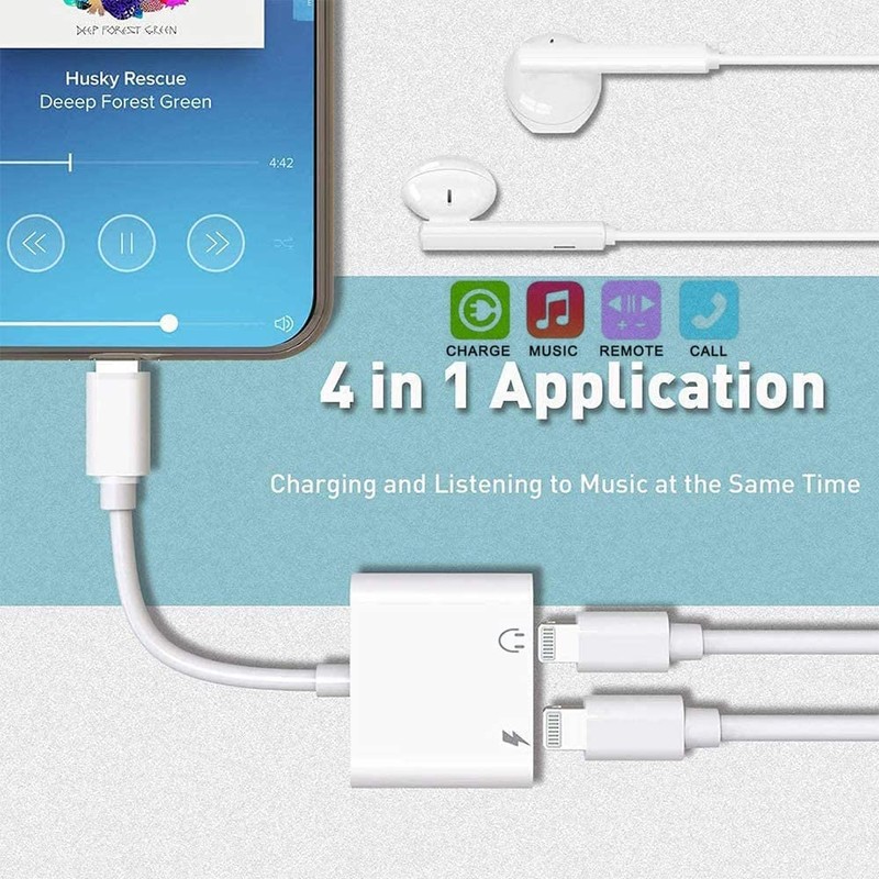 [Apple MFi Certified] 2PACK Dual Lightning Headphone Adapter for iPhone