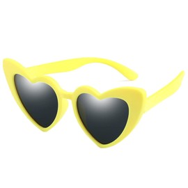 WZWLKJ Love Heart Shaped Sunglasses for Girls Vintage UV 400 Protection Soft Rubber Kids Sunglasses for Holiday Outdoor Beach