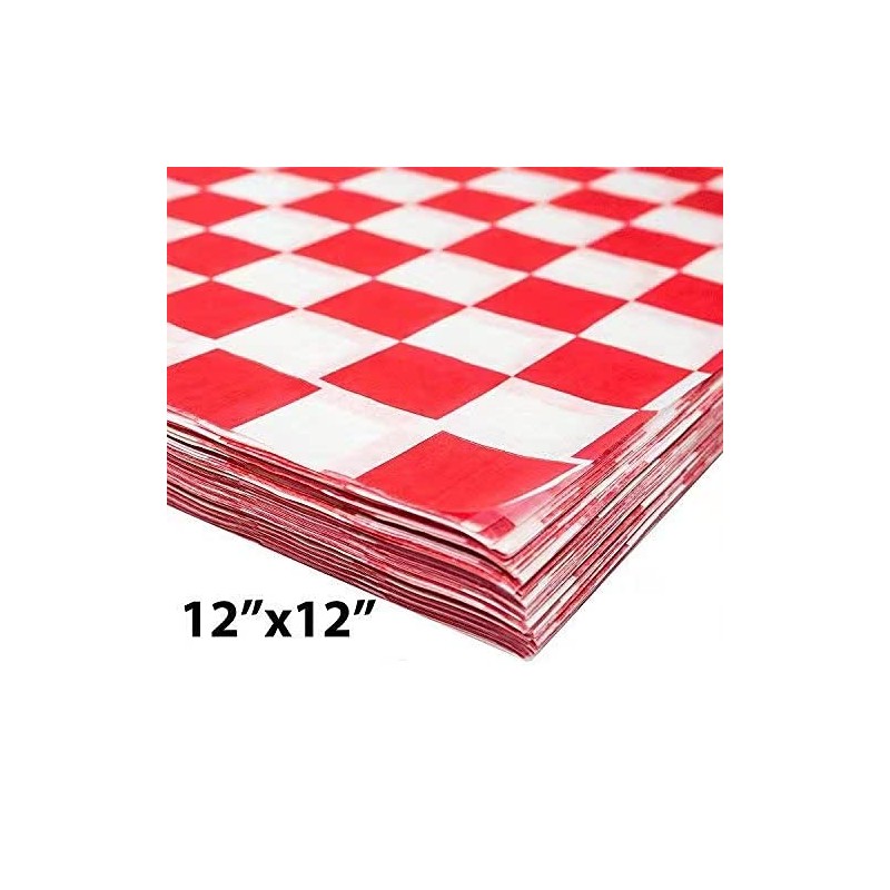 200 Sheets Blue and White Checkered Food Wrapping Paper, Dry