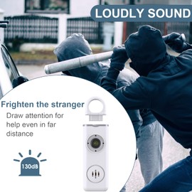 Ankilo Persönlicher Alarm, Taschenalarm Schlüsselanhänger mit Stroboskop LED Blitzlicht-Signal, 130dB Panik Alarm, Schrillalarm, Selbstverteidigung Alarm, Notfallalarm für die ganze Familie Weiß