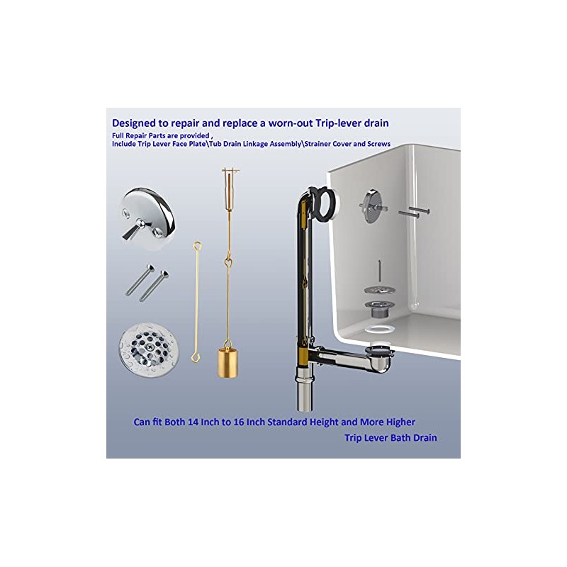 Tub Drain Linkage Assembly with Trip Lever and Strainer Done
