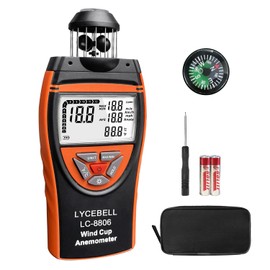 LYCEBELL 8806 Wind Cup Anemometer - Precise Wind Meter with Temperature Measurement for Industrial, Outdoor & HVAC | Wind Speed 0.7-42m/s, Backlight, Tripod Thread