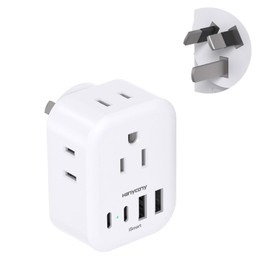 Type E F Plug Adapter, Germany France Travel Plug Adapter with 4 Outlets 4 USB Ports(2 USB C), European Power Adapter for US to Europe EU Spain Iceland Korea Greece Norway Russia German French